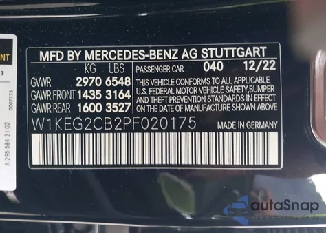 2023 Mercedes-Benz Eqe 500 4Matic+ from USA, damaged, VIN W1KEG2CB2PF020175